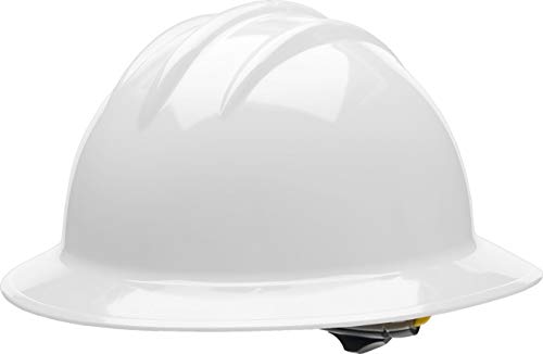 Bullard 33WHR White HDPE Full Brim Hard Hat with 6 Point Ratchet Suspension, One Size