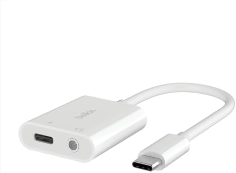 Belkin Rockstar™ 3.5mm Audio with USB-C Charge Adaptor Included, USB-C Audio Adaptor Compatible with iPad Pro, Galaxy, Note, Google Pixel, LG G6, Sony Xperia, OnePlus and More - White