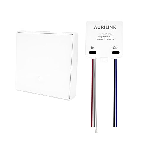 AuriLink Wireless Light Switch Kit – Offline Voice Control, No WiFi, No App, No Neutral Wire, 328ft Range, Works with All Bulbs, Ceiling Lights, Fans – Hands-Free for Kids & Seniors