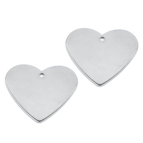 Happyyami 10 Pcs Heart Shaped Pet Id Tags Durable Stainless Steel Blank Pendants for DIY Personalization and Lightweight for and Puppies