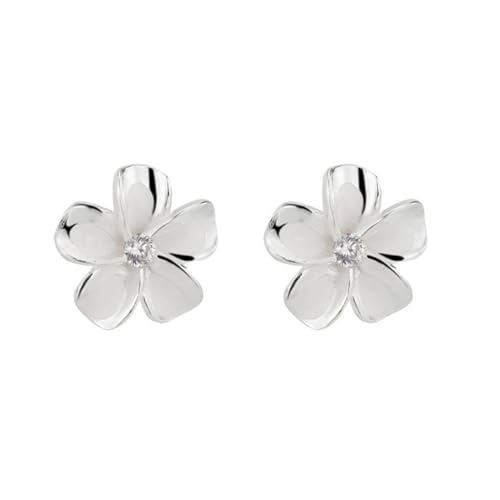 Auriselle Pendientes de flores de gardenia con pedrería para mujer, pendientes plata 925 con pedrería brillante, flores ajustables, joyería para mujer y niña, plateados