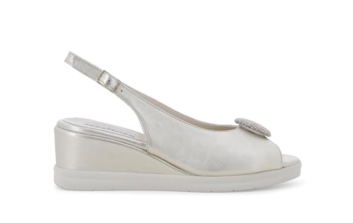Sandale compensée platine r80432q chaussure d'été pour femme avec bijou
