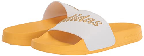 Adidas Women's Adilette Slides Sandal, White/Gold Metallic/Bold Gold, 8 #TOP7