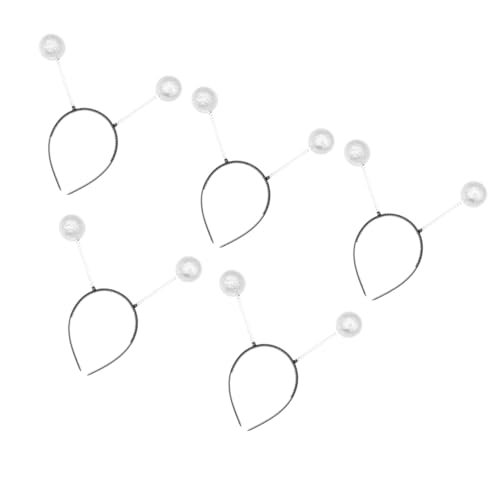 UKCOCO 5 Aros Pelo Bola de Espuma Blanca Diadema Decorativa Flexible de Talla Única Accesorio para Fiestas Mascaradas y Presentaciones Pack de 5 Unidades