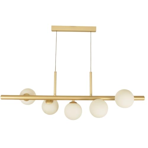 Pendente Jabuticaba Moderno 5 Globos de Vidro Alumínio Dourad Base G9 Fio Regulável 2m Decoração Interior