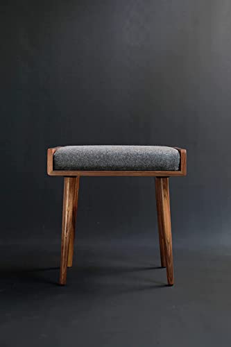 Image of Streem Furniture Stool /Seat /Ottoman /Bench In Solid Sheesham Wood Stool With Cushion | Sitting Chair With Handle /Stool For Sitting (Style - 01), Brown