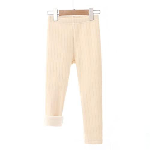 Kids Fleece Lined Leggings Boys Girls Elastic Waist Fleece Solid Tights Pants Toddler Stretchy Thermal Trousers