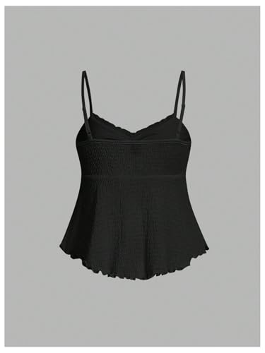 Image of SOLY HUX Women's Peplum Tops Summer Casual Ruched Flowy Going Out Top Spaghetti Strap Tank Camisole