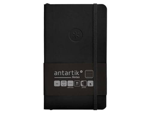 Antartik CUADERNO CON GOMILLA NOTES TAPA BLANDA A6 RAYAS NEGRO 100 HOJAS 80 GR FSC