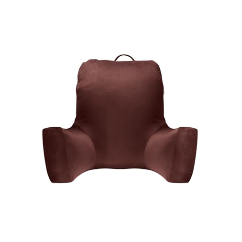 Image of Wakefit Backrest Reading Pillow for Bed | Reading Pillow with Support Arms | Comfortable Back Support for Reading /Working /Watching TV | Machine Washable Cover | Choco Brown