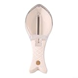 Marchfunny Herramienta de raspado de escamas de pescado con tapa diseñada para mantener la seguridad de las manos y evitar que las escamas se extiendan durante la rutina de limpieza de peces (beige