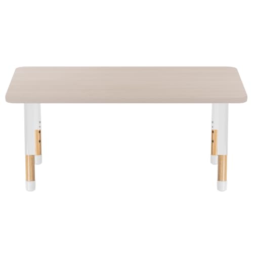 Image of Factory Direct Partners 24 inch x 48 inch Rectangle Kids Classroom Table with Adjustable Chunky Wood Legs