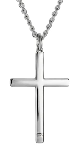 Shields of Strength Men's Cross Necklace with Philippians 4:13 Bible Verse, Stainless Steel or Gold Plated, 18-30