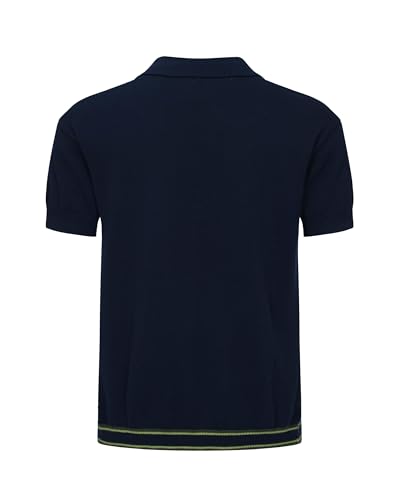 OXKNIT Men’s Knitted Vintage Polo, Gradient Stripe Short Sleeve Retro Polo Shirt for Men 60s&70s2