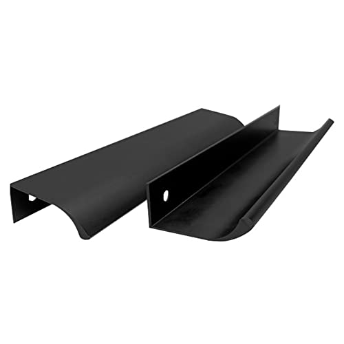 Preisvergleich Produktbild Aluminiumlegierung Unsichtbare Griffe Schrankgriffe Geschwungener Türgriff Fingerkantenzug Ziehgriffe Stangengriff Verdeckter Schubladengriff,Matt Schwarz 2 Stück (Hole distance 370mm)