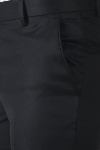 Image of MALENO Men's Slub Effect Solid Trouser | Classic Slim Fit Formal Trousers for Men | Slim Fit Trousers for Men