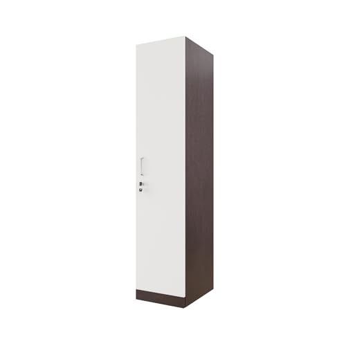 Image of VIKI Wardrobe | Wooden Almirah for Clothes,Door for Bedroom, 1 Door Wardrobe with Doors (Dark Wenge, Frosty White - 40D x 40W x 180H) | 1 Year Warranty | DIY