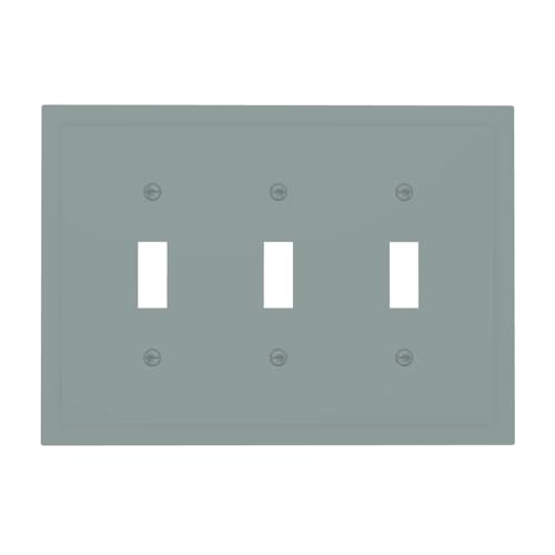 Wmhusu Light Switch Covers Light Gray Blue 3 Gang Wall Plate Triple Light Switch Plate Toggle Decorative Outlet Covers Electrical Switchplate for Bathroom Bedroom Home Decor