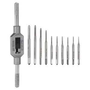 #US 10 x M1-M3.5 Micro Metric Tap Set M1-M8/1/16-1/4" Adjustable Tap Wrench