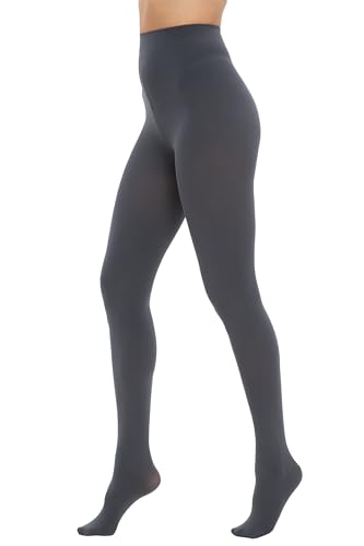 HeyUU - Medias de colores semiopacas para mujer, 80 DEN, medias de compresión de microfibra,Gris oscuro,L-XL