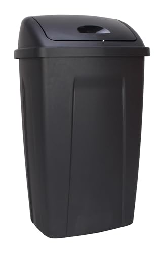 Caneca de basura negra de plástico con tapa giratoria 13 galones miniatura 6