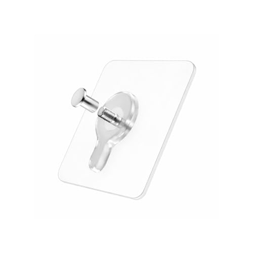 Image of KASHIVAL Self Adhesive Wall Hooks Pack of 20 (10 Flat + 10 Hanging) | Transparent PVC & Stainless Steel Hooks | Waterproof No Drill Wall Hooks for Bathroom, Kitchen, Home & Office