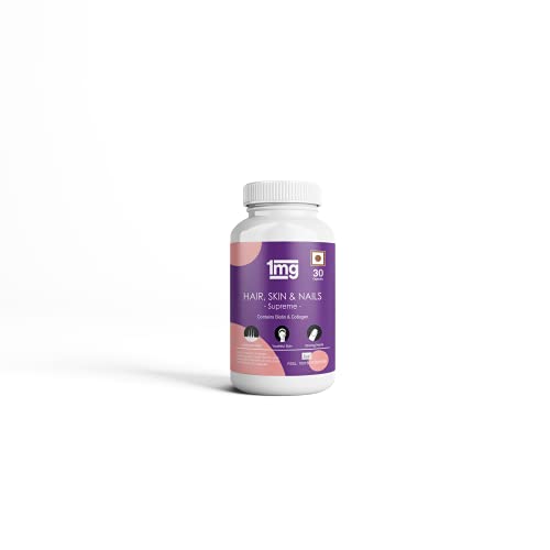 Image of Tata 1mg Hair, Skin & Nails Supreme Biotin Capsule with Collagen, Zinc, Iron And Vitamin B Helps In Making The Hair Strong And Lustrous For Unisex (Pack Of 30 Capsules)
