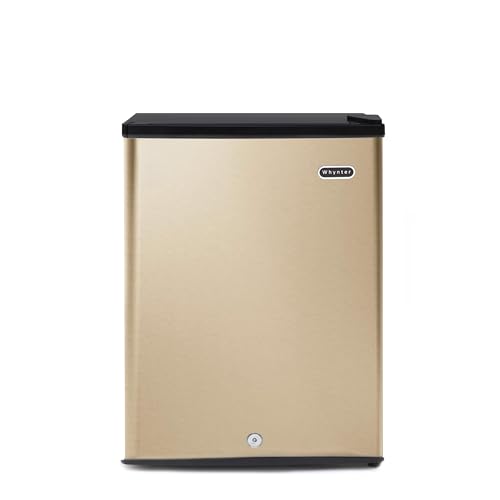 Whynter Upright Freezer with Lock, 2.1 Cu. Ft. Small Freezer Mini Freezer for Bedrooms, Dorms, Garages, Offices, CUF-210SSG, Rose Gold