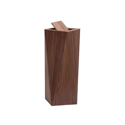 Slish Walnut Wooden Trash Can with Lid - Stylish Diamond Design Waste Basket for Living Room & Office, Small Size, Perfect for Paper Recycling & Home Organization