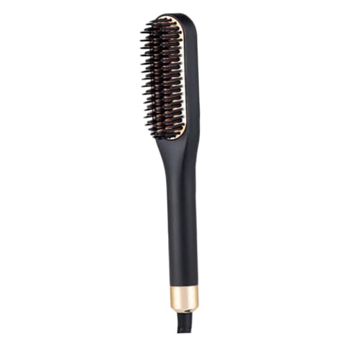 Plancha para el cabello y barba CHILDWEET eléctrica con cepillo, 3 niveles de temperatura, portátil mini, enchufe estadounidense dorado, ideal para cabello corto y barba miniatura 1