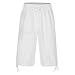 Generic Men's Fashion Cargo Shorts Below Knee Length 3/4 Capri Pants Drawstring Pockets Elastic Waist Gym Shorts (White, XL), X-Large
