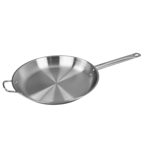 Mega-M Padella in acciaio inox, Ø 36 cm, per gastronomia, fondo a sandwich (acciaio al al acciaio), manico + manico, per tutti i piani cottura, inox
