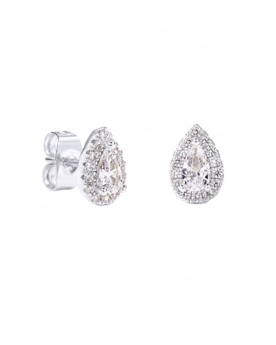 Image of PAVOI 14K Gold Plated 925 Sterling Silver Post Brilliant Round Faux Diamond Halo Earrings - Premium Cubic Zirconia