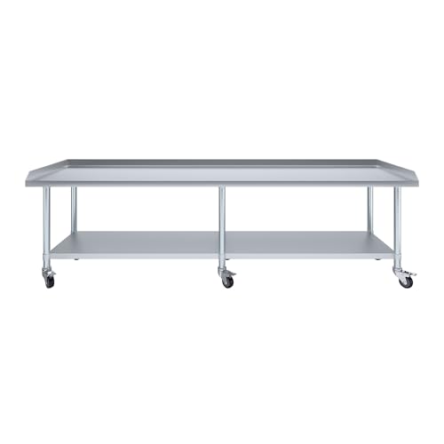 Image of AmGood Stainless Steel Equipment Stand with Undershelf + Casters, Heavy Duty, Commercial Grade, NSF Certified (24 inch Width x 96 inch Length + Casters)