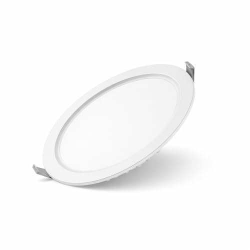 Image of EMITON LED Slim Panel Light | 15W Round Ceiling Panel Lamp | Natural White 4000K | 1500Lm LED Output | Aluminium Body | Indoor False Ceiling Light for Home Office Kitchen Bathroom | White