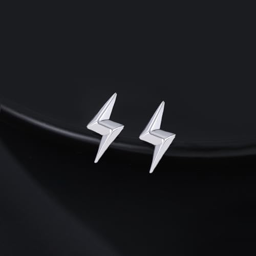 Reffeer Solid 925 Sterling Silver Lightning Earrings Stud for Women Teens Lightning Bolt Studs Earrings Minimalist Post Stud Earrings4