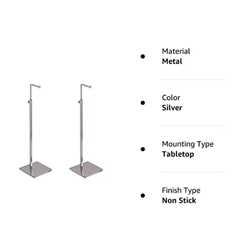 Greneric 2 Pack Metal Handbag Rack Hanging Clutch Bag Holder Display Stand Adjustable Height Retail Countertop Free Standing Display Stands With Single Hook For Bags,Purses,Wig (Mirror Silver) #TOP6