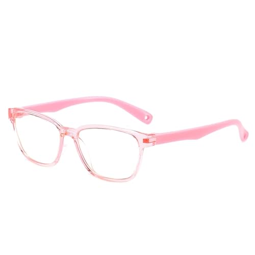 Armação de Óculos Infantil, Formato Retangular, Rosa Transparente, Material Plástico (Rosa)