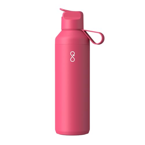 Ocean Bottle PEAK GO 24 oz Water Bottle | Slim Stainless Steel Design with Straw | Leak Proof, Dishwasher Safe and BPA Free | Eco Friendly Bottle (Crimson Sunset)