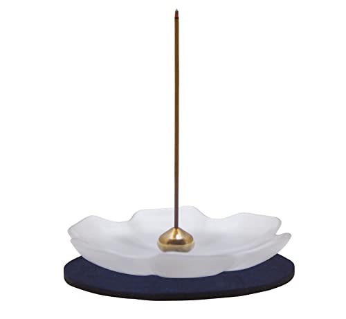 Incense Sticks Holder Burner Artificial Crystal Glass Lotus Leaf Flower Clear Incense Burning Ash Catcher With Detachable Incense Holes, Felt Pad For Meditation, Yoga, Spa, Ornamental Room Décor (9Cm) #TOP4