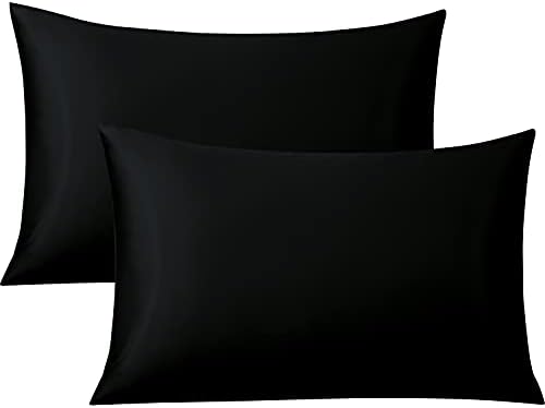 FLXXIE 2 Pack 500 Thread Count 100% Egyptian Cotton Pillowcases, Super Cozy and Breathable King Pillow Cases with Envelope Closure, 50x90 cm, Charcoal Grey
