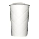 Mahlwerck Coffee to Go Becher, Lux, doppelwandiger Isolierbecher mit Porzellan Deckel, Thermobecher, hochglänzend Pearl White, weiß, 350 ml