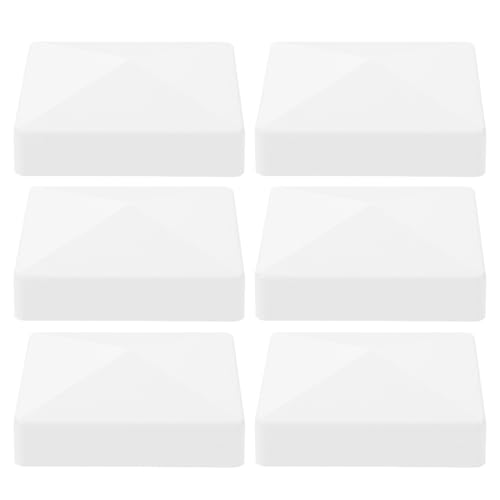 Veemoon 6pcs White PVC Fence Post Caps 3.5 x 3.5 Inch Square Plastic Post Toppers for Outdoor Garden Deck Mailbox Patio and Privacy Fence