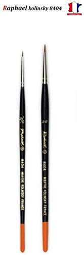 ESPACE BEAUX ARTS Raphael Series 8404 Brush, Pincel de Arena roja kolinsky, Juego de 2 Piezas, tamaño 3/0. 2/0 . (Raphael France)