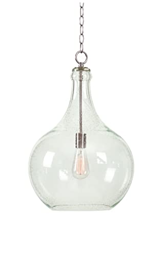 Kenroy Home 93186CLR Rhone 1 Light Pendant with Brushed Steel Finish, Casual Style, 22" Height, 15" Width, 15" Depth