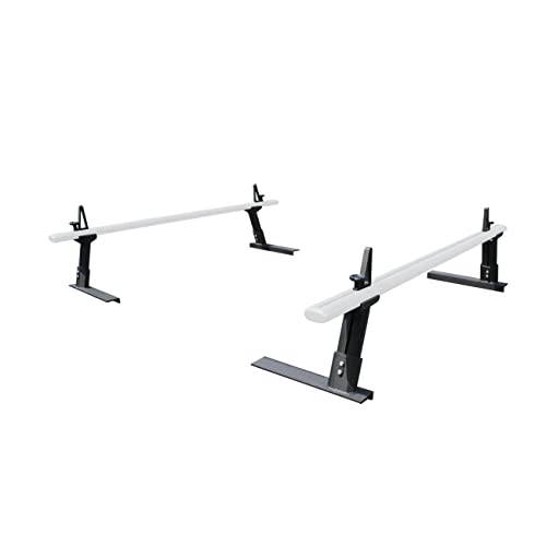 Image of MaxxHaul Universal Aluminum Truck Ladder Lumber Pipe Contractor Rack - 500 lb Capacity 17 inch Mid Height with Mounting Clamps No-Drill Installation for Pickup Trucks - Crossbar Sold Separately