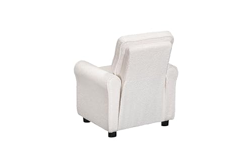 Image of Olive & Opie Jordan Kids /Toddler Push Back Recliner Chair, Lounge Sofa for Boys & Girls Ages 3 and Up, Soft Upholstery, Wooly White