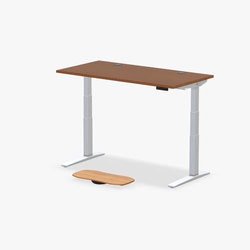Image of UPLIFT DESK Dark Bamboo (60 x 30 inch) Standing Desk 2-Leg V3 Adjustable Stand Up C-Frame (White), Advanced Keypad, Wire Grommets, Wire Tray, Rocker Board