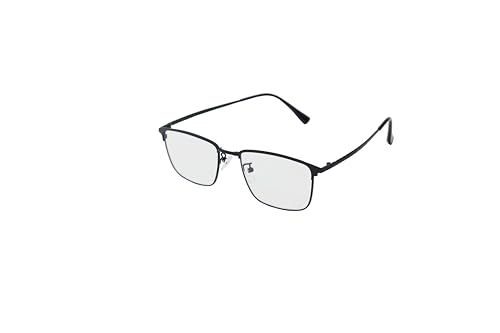 Image of ADMIRE Metal Frame Eyeglasses, Black, Rectangular Shape, Clear Lens, Lightweight Hal-Rim Spectacles