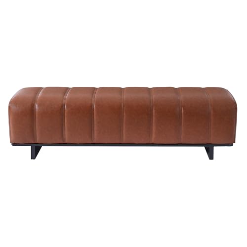 Merax 63.62” Indoor Dining Bench, PU Fabric Bench with Rubber Wood Legs by Merax - Used condition - Image 3